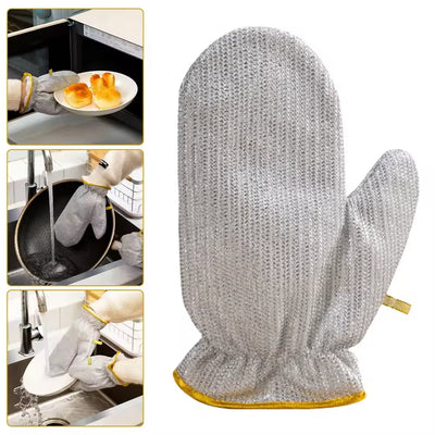 Multipurpose Wire Dishwashing Gloves | Dishwashing Rags For Wet And Dry, Steel Wire Miracle Cleaning Cloth With Glove Shape, Non-scratch Wire Dish Cloths For Washing Dishes, Kitchen | Anti-heat Aluminium Gloves