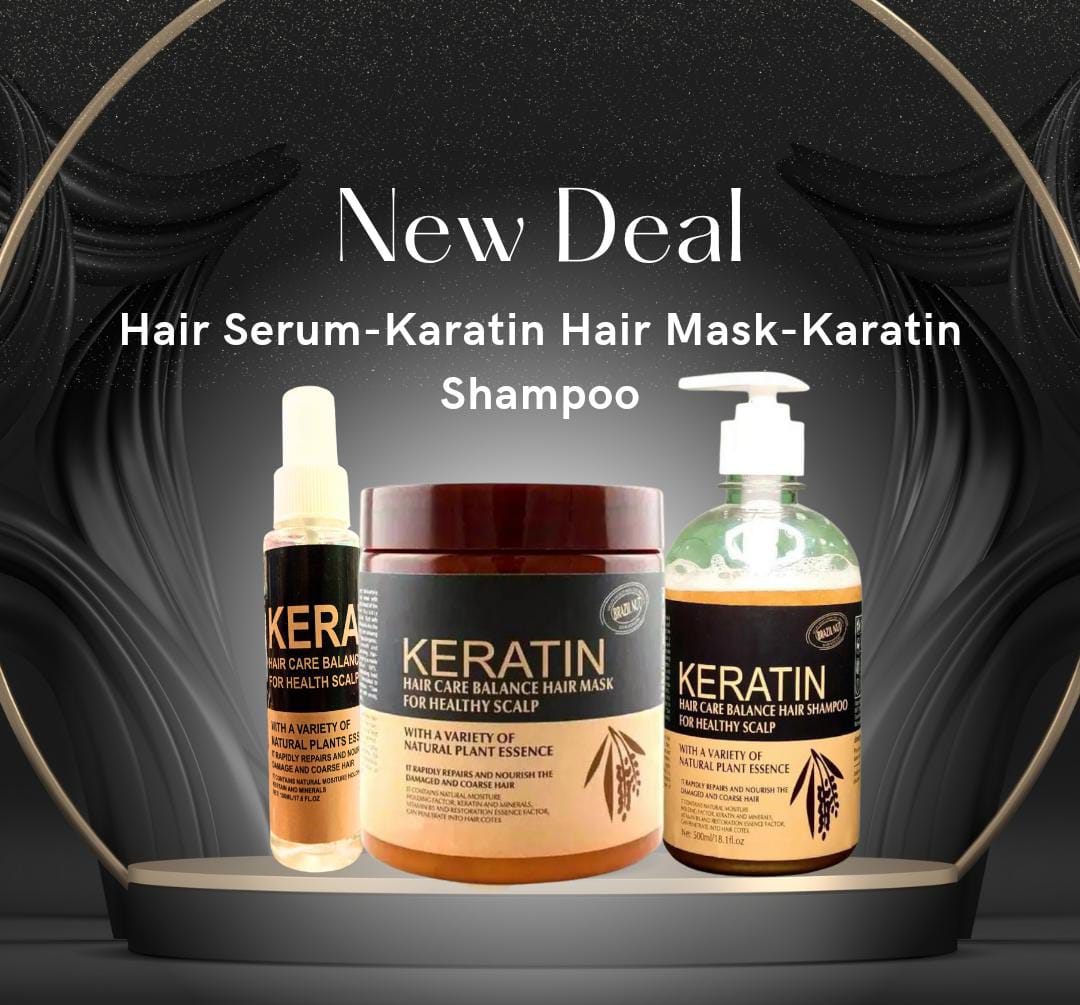 New Deal | Pack Of 3 Items Keratin Hair Mask | Keratin Shampoo | Keratin Hair Spray