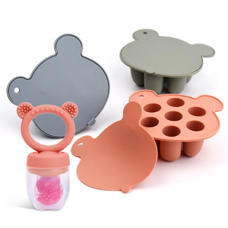 Baby Ice Cream Pops Silicone Mold: Popsicle Maker & Fruit Feeding Pacifier Teether Toy for Babies