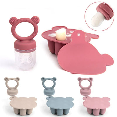 Baby Ice Cream Pops Silicone Mold: Popsicle Maker & Fruit Feeding Pacifier Teether Toy for Babies