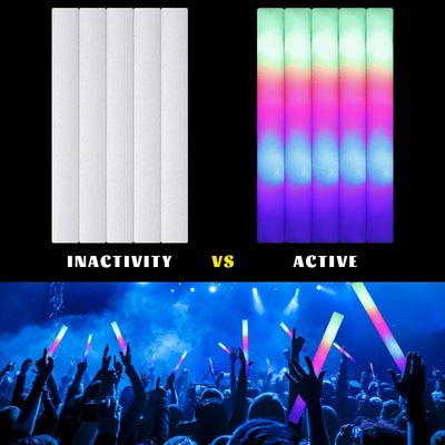 LED Glow Sticks - 15/30 PCS Colorful RGB Foam Tubes for Xmas, Birthday, Wedding, and Party Supplies