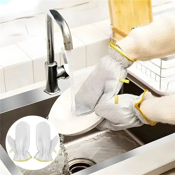 Multipurpose Wire Dishwashing Gloves | Dishwashing Rags For Wet And Dry, Steel Wire Miracle Cleaning Cloth With Glove Shape, Non-scratch Wire Dish Cloths For Washing Dishes, Kitchen | Anti-heat Aluminium Gloves