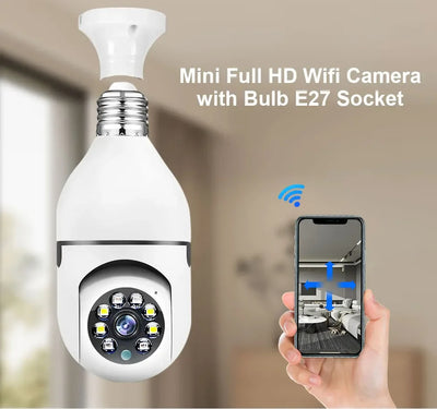 E27 Bulb 3MP Wifi Surveillance Camera Automatic Human Tracking 4X Digital Zoom